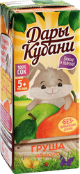 Сок ДАРЫ КУБАНИ Яблоко-груша осветленный, с 5 месяцев, 200мл