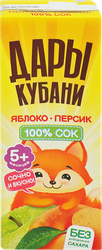 Изображение товара Сок ДАРЫ КУБАНИ Яблоко-персик с мякотью, с 5 месяцев, 200мл