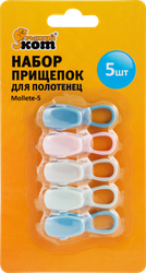 Изображение товара Набор прищепок для полотенец РЫЖИЙ КОТ пластиковые 5 шт Арт. 4666
