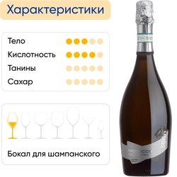 Вино игристое BEDIN Prosecco Тревизо белое экстра брют, 0.75л