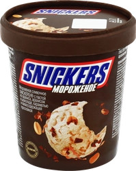 Мороженое SNICKERS Ice Cream, сливочное с пастой из арахиса и карамелью 8,5%, без змж, ведро, 340г