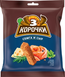 Сухарики ржано-пшеничные ТРИ КОРОЧКИ Семга и сыр, 40г