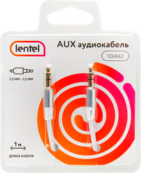 Изображение товара Кабель Aux LENTEL 3,5 Jack – 3,5 Jack, белый Арт. 126842, 1м