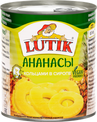 Ананасы LUTIK кольца в сиропе, 850мл