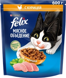 Корм сухой для взрослых кошек FELIX Мясное объедение с курицей, 600г