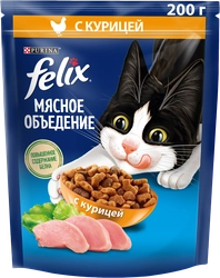 Корм сухой для взрослых кошек FELIX Мясное объедение с курицей, 200г