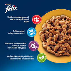 Корм сухой для взрослых кошек FELIX Мясное объедение с курицей, 1,3кг