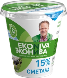 Сметана ЭКОНИВА 15%, без змж, 300г