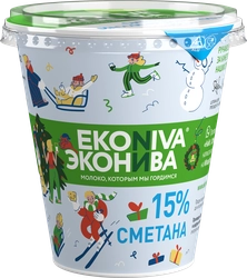 Сметана ЭКОНИВА 15%, без змж, 300г