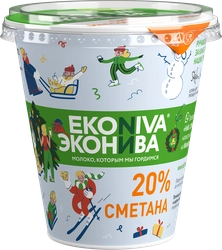 Сметана ЭКОНИВА 20%, без змж, 300г