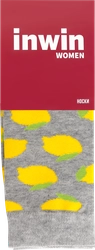 Носки женские INWIN р. 23–25 серые с лимонами/кексами, Арт. BPF21/W01-
lemon/995ж