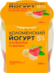 Йогурт КОЛОМЕНСКИЙ Клубника и банан 5%, без змж, 170г