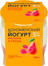 Йогурт КОЛОМЕНСКИЙ Малина и груша 5%, без змж, 170г