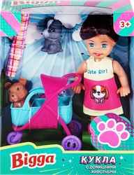Набор игровой BIGGA Кукла с домашними животными, 4 предмета Арт. B1224754