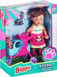 Набор игровой BIGGA Кукла с домашними животными, 4 предмета Арт. B1224754