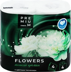 Бумага туалетная ЛЕНТА PREMIUM Flowers 4-слоя ароматизированная, 4шт