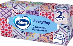 Салфетки бумажные ZEWA Everyday 2-слоя, в коробке, 100шт