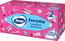 Салфетки бумажные ZEWA Everyday 2-слоя, в коробке, 100шт