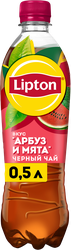 Напиток LIPTON Холодный черный чай со вкусом арбуза и мяты негазированный, 0.5л