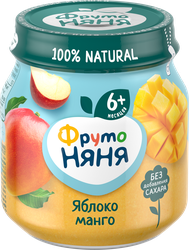 Пюре фруктовое ФРУТОНЯНЯ Яблоко и манго, с 6 месяцев, 100г
