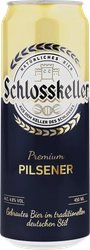 Пиво светлое SCHLOSSKELLER Pilsener фильтрованное пастеризованное, 4,8%, ж/б, 0.45л