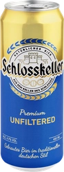 Пиво светлое SCHLOSSKELLER нефильтрованное пастеризованное осветленное, 4,7%, ж/б, 0.45л