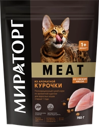 Корм сухой для взрослых кошек WINNER Meat из ароматной курочки, старше 1 года, 750г