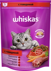 Корм сухой для взрослых кошек WHISKAS Подушечки с говяжьим паштетом, 800г