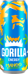 Напиток энергетический GORILLA Mango Coconut тонизирующий сильногазированный, 0.45л