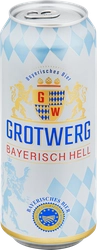 Пиво светлое GROTWERG Bayerisch Hell фильтрованное пастеризованное, 4,7%, ж/б, 0.5л