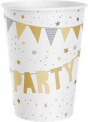 Стаканы одноразовые Party 250мл бумажные, с тиснением Арт. СТКМ, 6шт