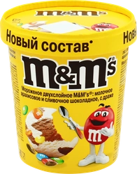 Мороженое M&M'S двухслойное молочное арахисовое и сливочное шоколадное с драже, без змж, картонный стакан, 295г