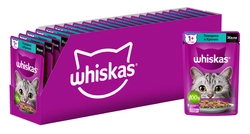 Корм консервированный для взрослых кошек WHISKAS желе с говядиной и кроликом, 75г