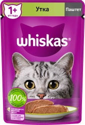 Корм консервированный для кошек WHISKAS паштет с уткой, 75г