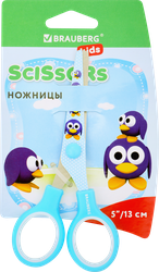 Ножницы BRAUBERG Kid Series Пингвины 13см, голубые Арт. 232271