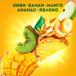 Продукт питьевой J7 Полезный Завтрак из яблок, бананов, ананасов, манго с ржаными хлопьями и киви, 300мл