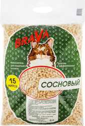 Наполнитель древесный для кошачьего туалета БРАВА сосновый, 15л