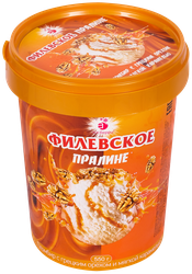 Изображение товара Мороженое ФИЛЕВСКОЕ Пралине с грецким орехом и мягкой карамелью 15%, без змж, ведро, 550г
