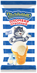 Изображение товара Мороженое ПРОСТОКВАШИНО Пломбир ванильный 15%, без змж, вафельный стаканчик, 90г