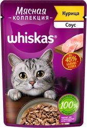 Корм консервированный для взрослых кошек WHISKAS Мясная коллекция Курица в соусе, 75г