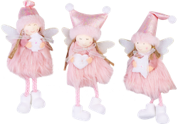 Изображение товара Украшение елочное HOMECLUB Фея в пушистой юбке 11см, розовый/белый/золотой Арт. 20C-3849F1S.F2S.F3S,W1S.W2S.W3S
