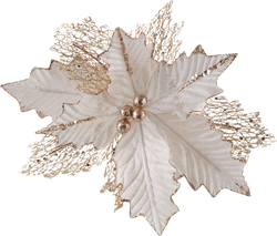 Изображение товара Украшение елочное HOMECLUB Пуансеттия тканевая 23см, розовый/золото Арт. F37190-9"LGN