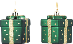 Изображение товара Набор елочных украшений HOMECLUB Подарки 6см, красный/зеленый/жемчужный Арт. TS635P-03E2R, 2шт