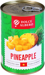 Ананасы DOLCE ALBERO кусочки в собственном соку, 425мл