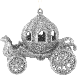 Изображение товара Украшение елочное HOMECLUB Карета 12см, с глиттером, золото/голубой Арт. KC18916