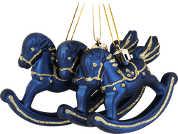 Изображение товара Набор елочных украшений HOMECLUB Лошадки 8см, белый/синий/голубой/золотой Арт. HP8003-526/1M2, 3шт