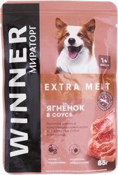 Корм консервированный для взрослых собак WINNER Extra Meat Ягненок в соусе, для всех пород, 85г