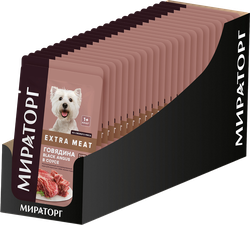 Корм консервированный для взрослых собак WINNER Extra Meat Говядина Black Angus в соусе, для мелких пород, 85г