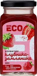 Конфитюр ЛЕНТА ECO Клубника и земляника, без сахара, 300г