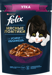 Корм влажный для взрослых кошек FELIX Мясные ломтики с уткой в соусе, 75г